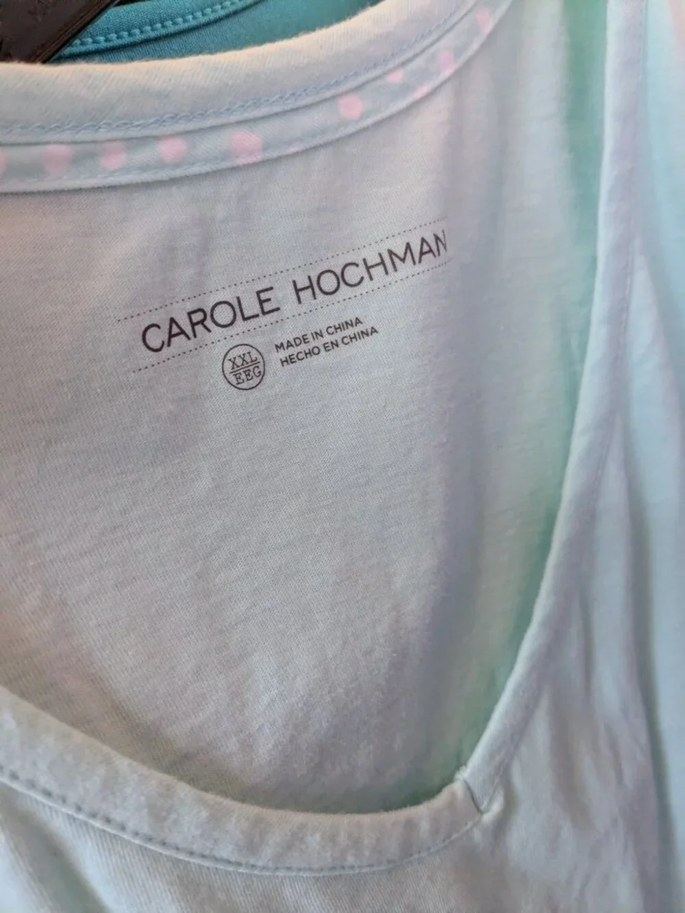 Carole Hochman Teal 100% Cotton Pajama Tank Top - New Without Tags